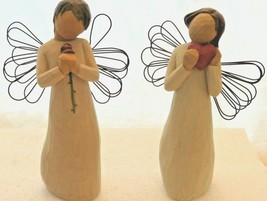 Pair of 5" Willow Tree Figurines 2000 Angel of the Heart & 2002 Loving Angel - £13.79 GBP