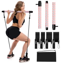 Adjustable PilatesBarKit With4ResistanceBands,PortablePilates Bar StickF... - £30.89 GBP