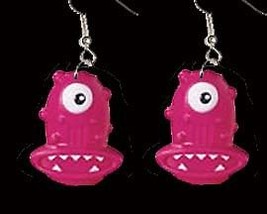 Huge Funky Pink Alien Cyclops Earrings Sci-Fi Novelty Cosplay Costume Jewelry - £4.68 GBP