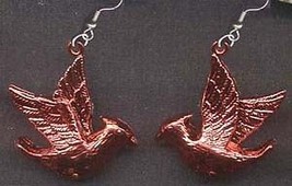 Funky Mini Winged Flying RED CARDINALS EARRINGS St Louis Bird Fan Charm ... - £5.42 GBP