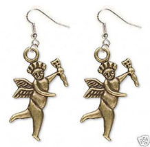 Retro Winged Cupid Eros Arrow Earrings Angel Cupid Love Charm Funky Boho Jewelry - £5.38 GBP