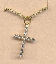 Crystal Cross Pendant Necklace Bible Faith Quinceanera Communion Costume Jewelry - $8.81