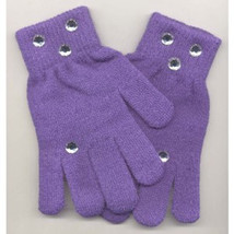 Fancy Dressy Stretch Purple Gloves Winter Holiday With Rhinestone Gems-ONE Size - £4.59 GBP