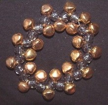 Funky Gold JINGLE BELLS BRACELET Glitter Beads Birthday Gift Charm Jewel... - £7.02 GBP