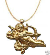 Vintage Celestial Winged Cupid Cherub Angel Pendant Necklace Love Charm Jewelry - $7.83