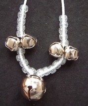 Funky Jingle Bell Pendant Necklace Mardi Gras Holiday Elf Costume Jewelry Silver - $6.85