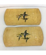 Genuine Hasko Vtg USA Md Lot of 2 Mid Century Retro Flying Ducks 16&quot; Woo... - $14.85