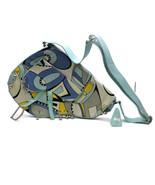 Psychedelic Fabric Purse Print Women&#39;s Boomerang Shaped Light Blue Mediu... - $19.39