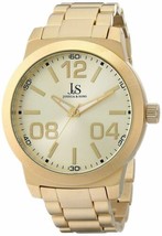 NEW Joshua &amp; Sons JS82YG Men&#39;s Oversized Easy Read Dial Yellow Gold Metal Watch - £58.68 GBP