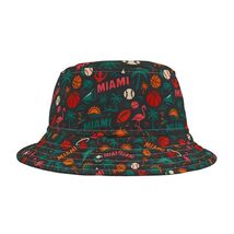 Vibrant Miami Sports Spirit Bucket Hat  Fun  Accessory Game Day Sports E... - $19.99