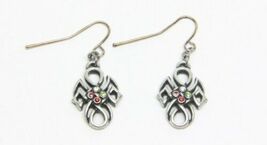 MYSTICA ACCESSORY CELTIC 4 GEMS ALLOY HOOK EARRINGS LEAD FREE METAL - $12.49