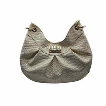 Gianni Bini White Croc Embossed Shoulder Hobo Bag Medium Gold Embellishment - $526.95 MXN