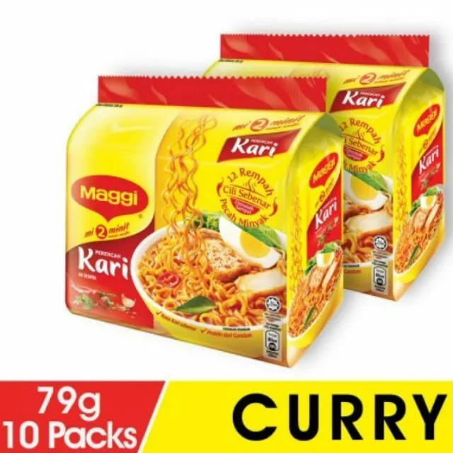 Maggi Nestle Malaysia 2 Minute Instant Curry Flavour Noodles 10 Packs x 79g DHL  - £39.14 GBP