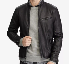 Veste en cuir véritable noir Biker Cafe Racer de qualité supérieure, XS-5XL - £100.24 GBP