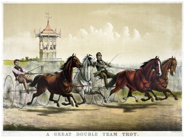 4448.A great double team trot.two horses racing.POSTER.decor Home Office art - £13.66 GBP+