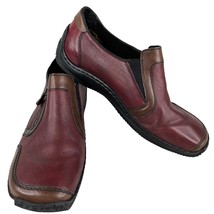 Rieker Red Burgundy Wine Leather Slip On Loafers 38 - $44.54