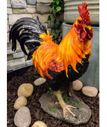 Country Farm Chicken Morning Crow Alpha Rooster Figurine Large Statue Ho... - £63.38 GBP