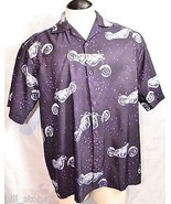 American Biker Button Front Shirt Size XL 100% Polyester Purple Motorcycle - £11.88 GBP