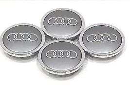 4 Pcs,Audi,Grigio,Cromo Logo Centrale,Mozzo Ruota Tappo,70mm,A3,A4,A5,A6, - £13.48 GBP