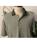 Peter Millar Summer Comfort Men&#39;s Golf Polo Shirt Green White Striped XL - £19.41 GBP