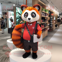 Orange Red Panda mascot costume character dressed with a Pencil Skirt and Handba - $1,329.00