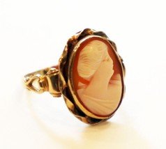 Antique 10k Gold Shell Cameo Ring Victorian Era Size 6.25 Fine Details 3.3g - £175.58 GBP