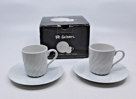 Richard Ginori White Ancona Espresso Demitasse Cups and Saucers Set of 2... - £28.82 GBP