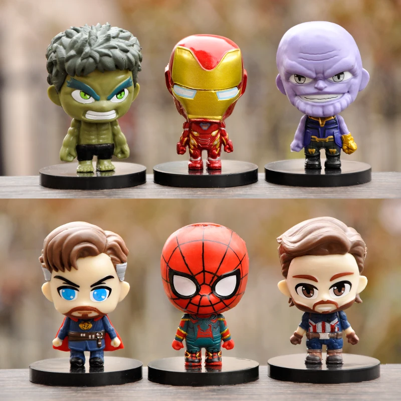 Disney Anime Figure Sets Car Ornaments Avengers Iron Man Hulk SpiderMan Captain - £13.15 GBP+