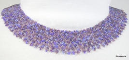 Purple Pansies Beaded Necklace - £45.43 GBP