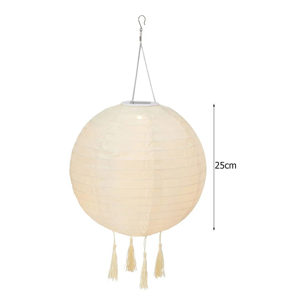 25cm Solar Lanterns with Tel Chinese Round Nylon Cloth Hanging Lanterns for Wedd - £149.15 GBP