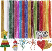 Caydo 200 Pieces Glitter Pipe Cleaners with 100 Pieces Eyes - £10.44 GBP