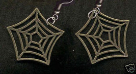 Funky Spider Web Earrings Punk Witch Gothic Novelty Costume Jewelry-Antique Gold - £5.39 GBP