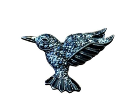 Hummingbird in Flight Brooch Pin Silver Tone and Marcasite 1.75 Inches Vintage - £6.17 GBP
