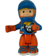 Fisher Price Little People Poseable Race Car Driver Eddie in Blue &amp; Orange - $3.97