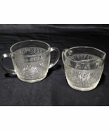 Vintage ANCHOR HOCKING Creamer &amp; Sugar Bowl SANDWICH CLEAR - Matched Set... - $11.86