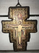 Vintage San Damiano Crucifix Handcrafted? Italian Gilt Wooden Cross 7” - £21.68 GBP