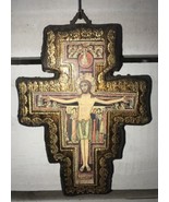 Vintage San Damiano Crucifix Handcrafted? Italian Gilt Wooden Cross 7” - $27.44