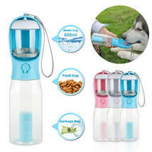Portable Cat Dog Water Bottle Food Feeder Drinker Poop Dispenser 3 In 1 Leak-pro - £8.80 GBP+