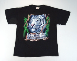 Vintage Siegfried and Roy Mirage Las Vegas White Tiger Black Shirt Large... - $25.60