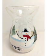 Snowman Glass Candle Holder Holiday Magic &amp; Winter Pine Yankee Candle Tarts - $15.00