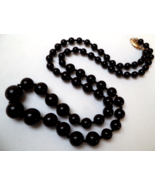 14K Yellow GOLD and Black Onyx beaded 24 inch NECKLACE - £107.91 GBP