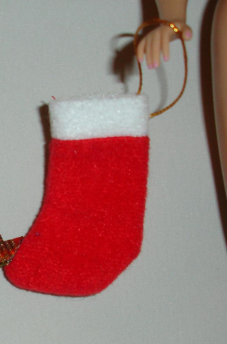 Barbie doll accessory holiday Christmas stocking mantel sock Santa Claus vintage - £7.85 GBP