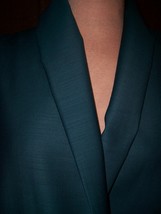 3.9ydS Reversible Teal &amp; Navy Lustrous Designer Pure Wool Sateen Suit Fabric - £62.93 GBP