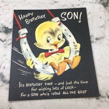Vintage 1956 Birthday Card To Son Ducks Anthropomorphic Signed By Mom Vo... - $11.88