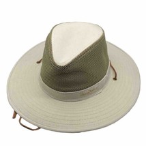 Panama Jack Original Mesh Top Safari Hat, Khaki Tan Leather Strap Fabric brim - £23.42 GBP