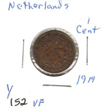 Netherlands 1 Cent, 1919, Copper, KM 152 - $1.00