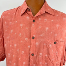 Island Shores Hawaiian Aloha L Shirt Orange Palm Tree Silhouette Tropical - £39.95 GBP