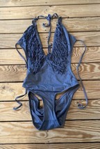 L Space Women’s Fringe detail one piece swimsuit size S Grey S2 - £19.75 GBP