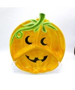Ceramic Pumpkin 3-Section Serving Dish 11&quot; Lillian Vernon Fall Halloween... - $9.90