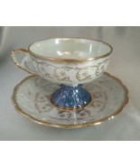 National Potteries Gilded Iridescent Blue Reticulated Tea Cup &amp; Saucer (... - $24.40